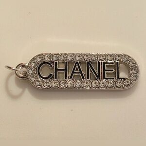 Zipper Pull Charm Rhinestone Pendant Stamped w/ Dust Bag
